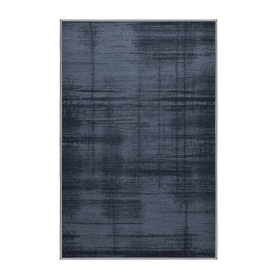 Machine Washable Abstract Grey Area Rug
