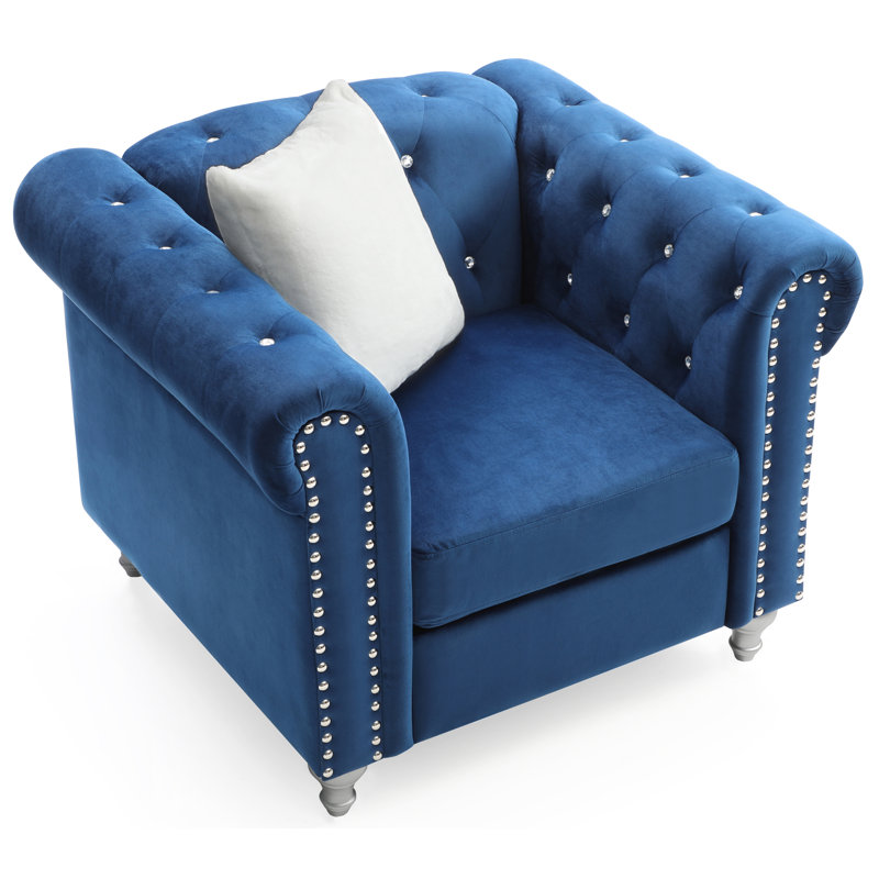 Glory Furniture Raisa Velvet Accent Chair, Navy Blue