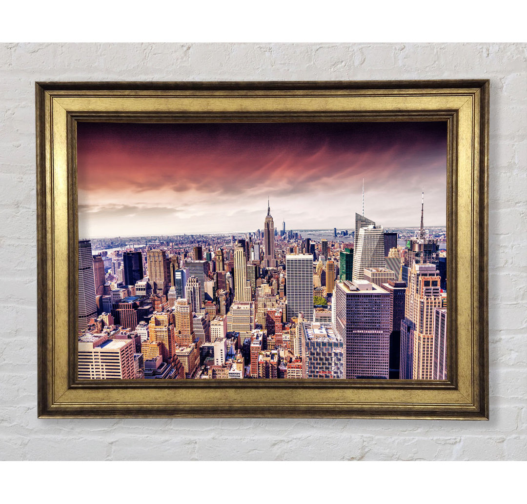 Pink Skies over NYC - Einzelne Bilderrahmen Kunstdrucke