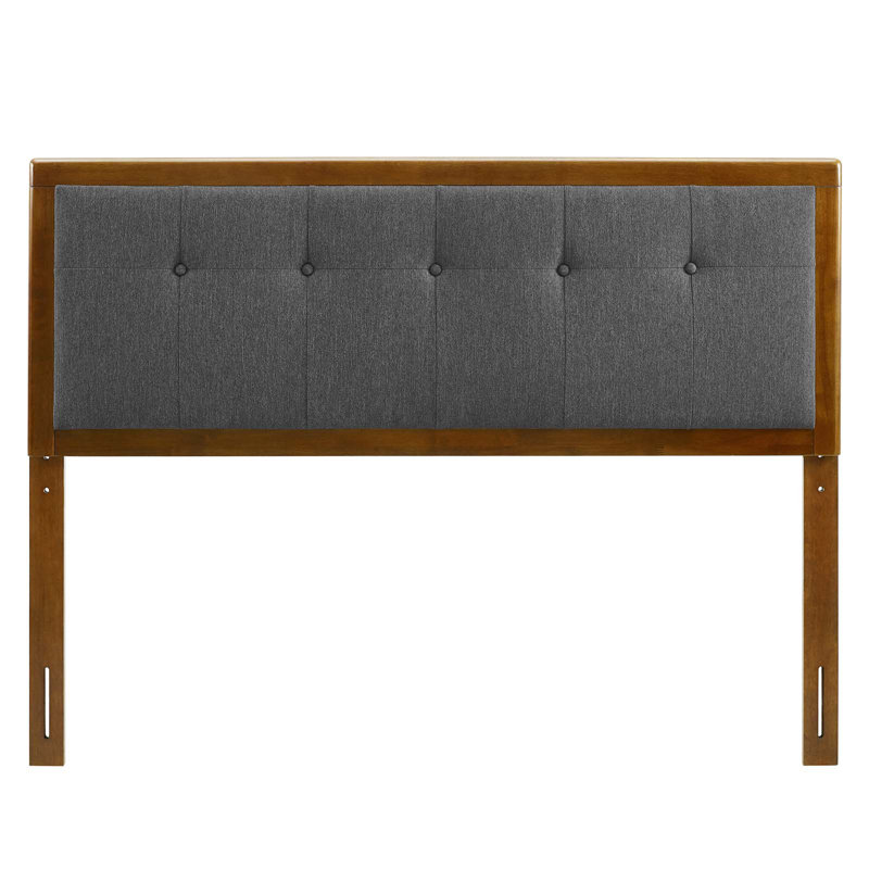 Draper Tufted Fabric and Wood Headboard, Walnut/Charcoal, Twin