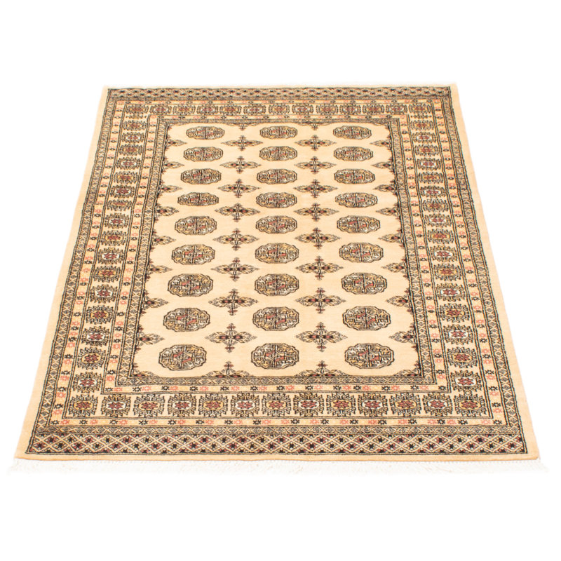 Tapis unique en laine noué à la main Bokhara 4 pi 8 po x 6 pi 10 po Peshawar