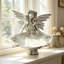 Large statue d'ange en résine avec plateau à feuilles, sculptures de jardin