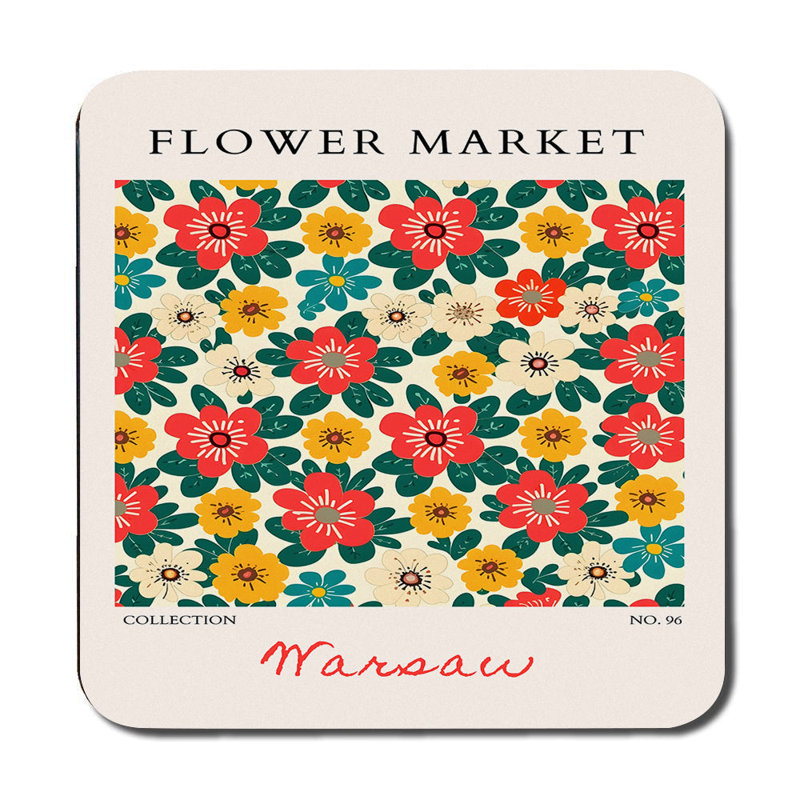 Manseau Flower Market Placemats And Coaster Set With Wood Base And High End Print No 96