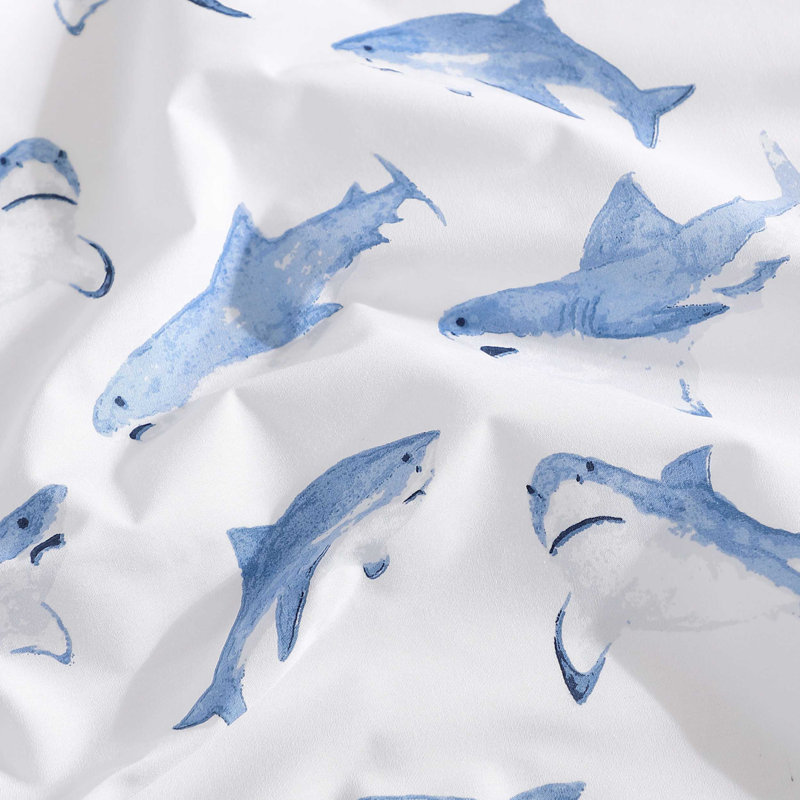 Ensemble de draps légers en percale de coton Poppy & Fritz, Ensemble de draps pour taille de lit double et deu, Bleu