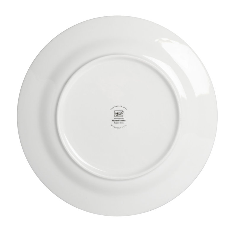 Regal White 32-Piece Porcelain Dinnerware Set with Red Handle Utensils