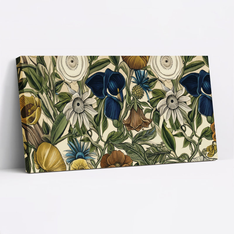 Ensemble de 1 tableau sur toile à motif floral et botanique, H 20 po x l 40 po