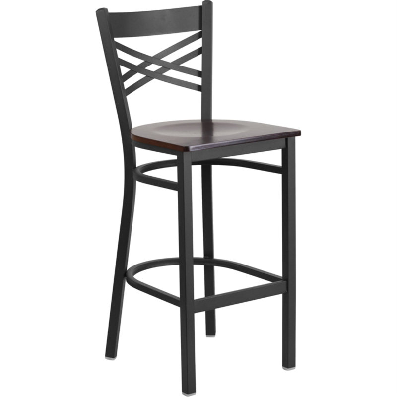 Tabouret de bar en métal Cyrille, Noyer, 2