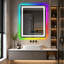 Miroir de salle de bain avec lumières Bertram, fixation murale avec haut-parleur Bluetooth, affichage de l'heure et de la date anti-buée, éclairage frontal RVB rétroéclairé et 3 températures de couleur, luminosité réglable, étanche IP65, verre t-105531688