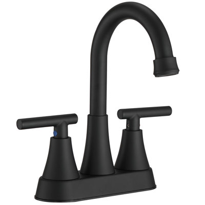 Robinet de lavabo de salle de bain central noir à 4 poignées avec ensemble de drain Fineline
