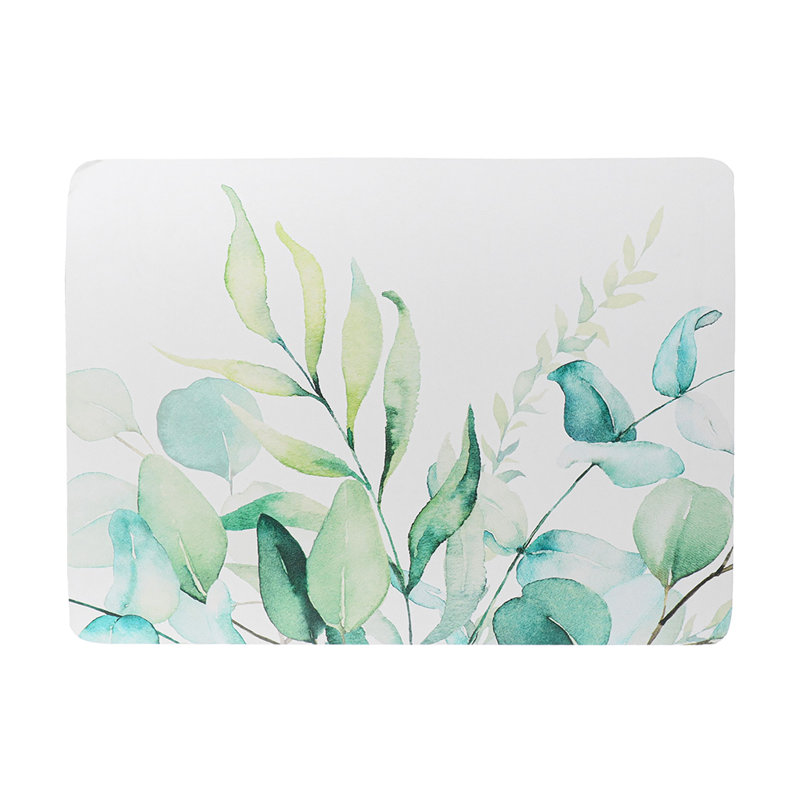 Decorative Bath Mat 24x18 – Ultra Absorbent Quick Dry Rug with Anti-Slip Rubber Backing, White/Green Floral