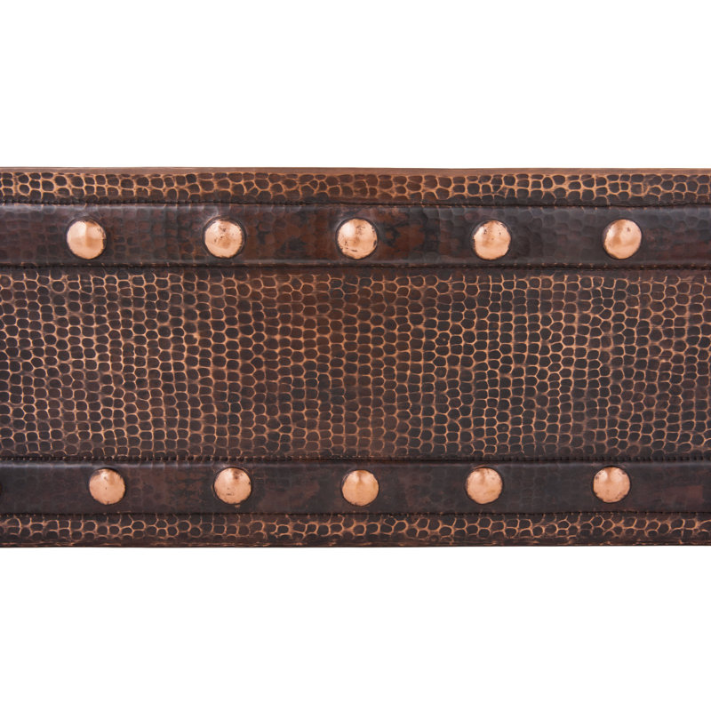 33" Hammered Copper Kitchen Apron Single Basin Sink w/ Barrel Strap Design with Matching Drain and Accessories