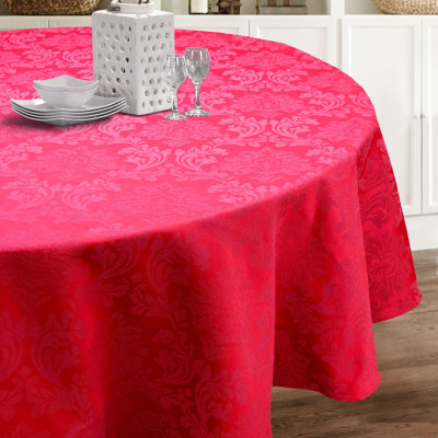 Newbill Damask Cotton Blend Round Tablecloth