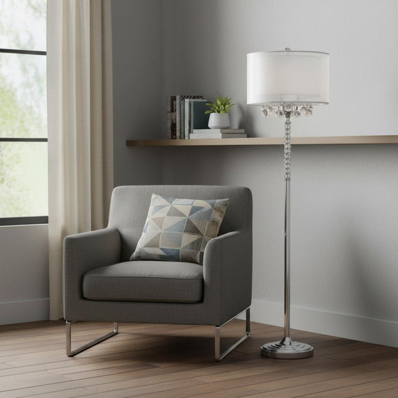 Deriah 62.5'' Steel Traditional Floor Lamp, White
