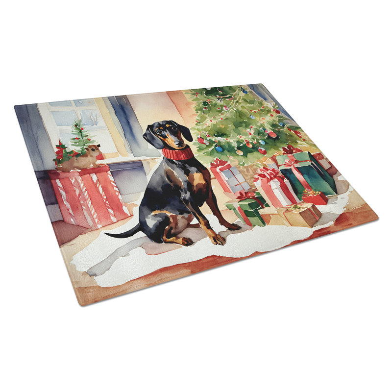 Grande planche à découper teckel Cozy Christmas