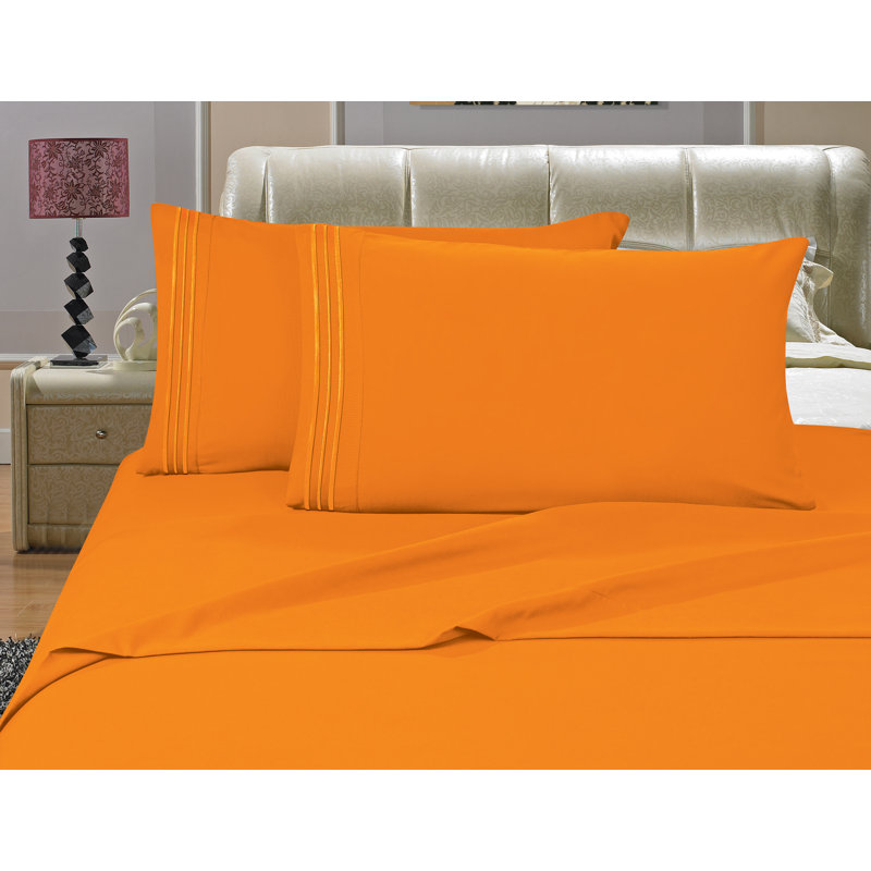 Brunelle 100% Microfiber Sheet Set, Orange