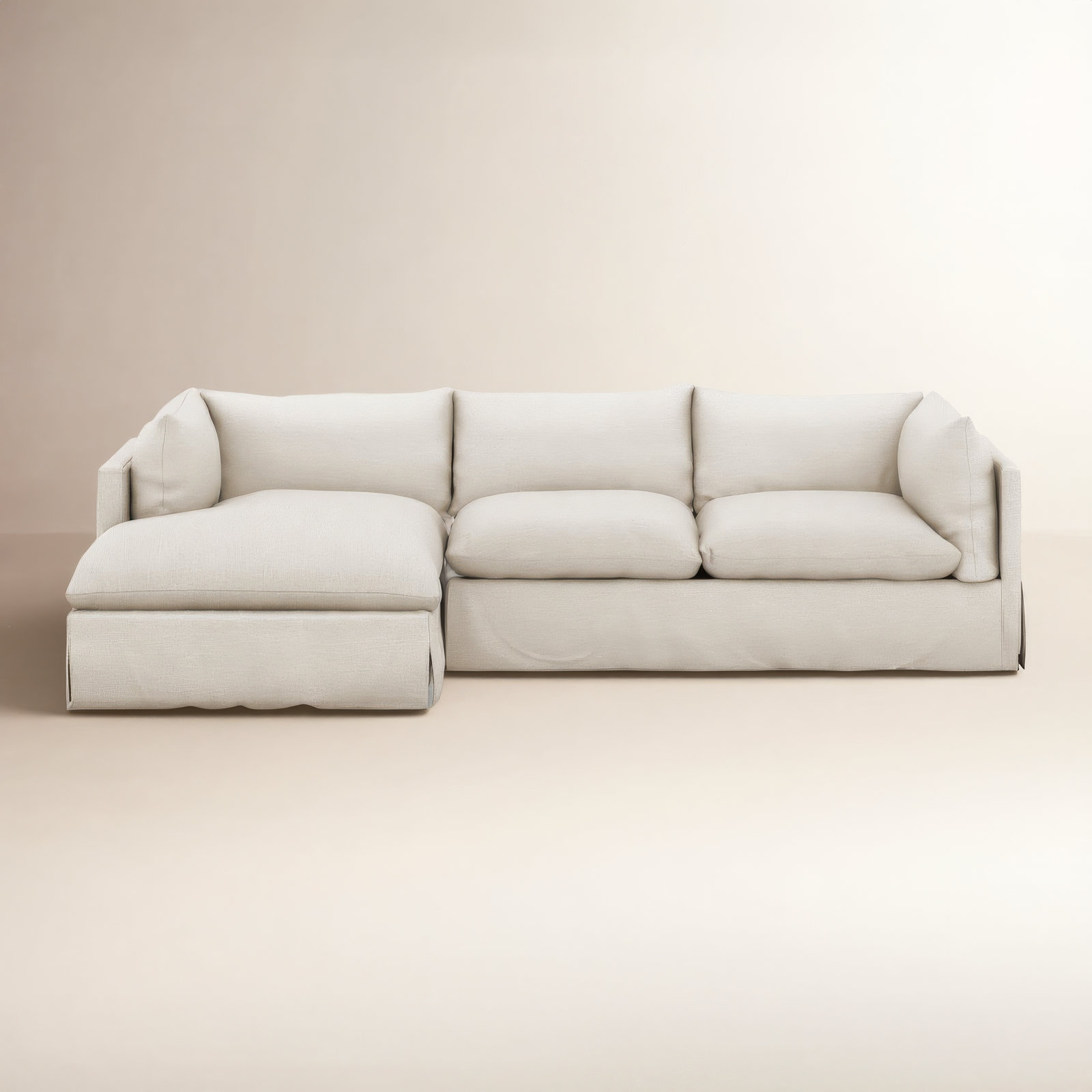 Zuri Slipcover Chaise Sectional, Left Hand Facing, Valley Nimbus Polyester Blend, 31.5" H x 115" W x 67" D