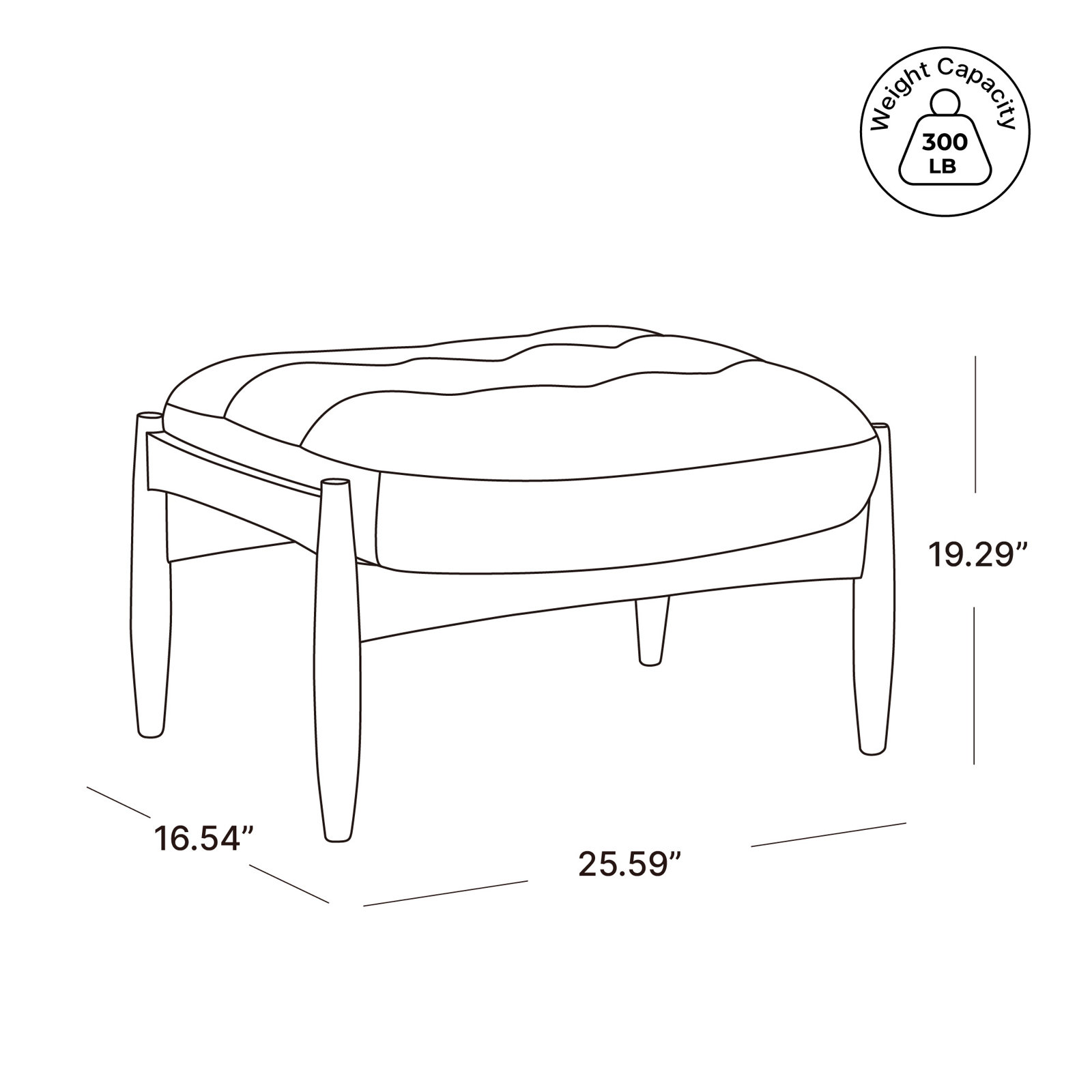 Ashford 26" Ottoman, Mellow Ivory