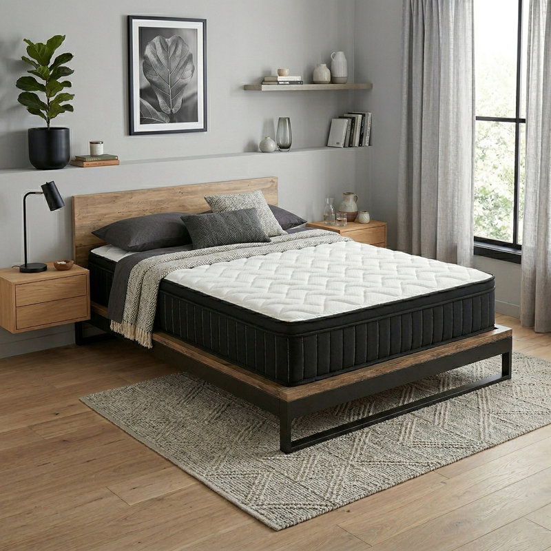 Matelas ferme 14 po en mousse à mémoire de forme hybride et ressorts ensachés en boîte, Très grand lit