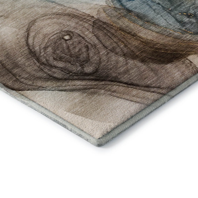 Tapis beige lavable à la machine de qualité supérieure 5 pi x 7 pi 6 po Cerrito AMF513, Rectangle 5 pi x 7 pi 6 po