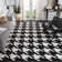 Dhurries Hand Woven Flat Weave Wool/Cotton Houndstooth Rug in Black/Ivory