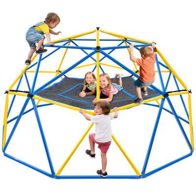 10ft Climbing Dome With Canopy, Jungle Gym For Kids Backyard With Heavy Duty Monkey Bars 