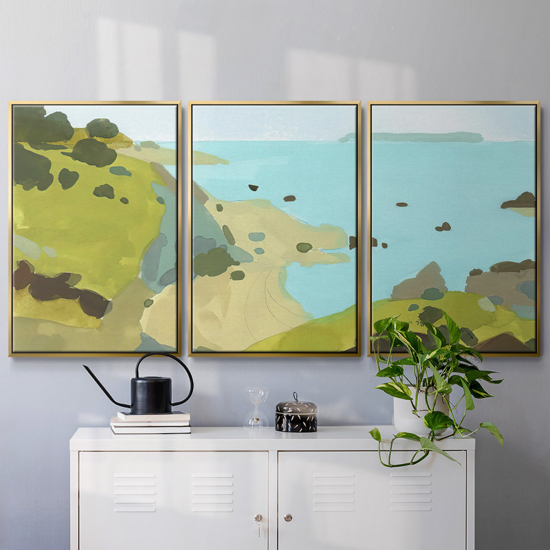 Coastal Inlet I 3 pièces, H 40 po x l 78 po x P 2 po, Or