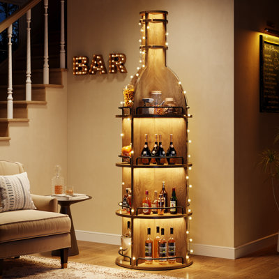 75-inch Tall Wine Rack Stand, Freestanding Wine Cabinet With Storage Shelves