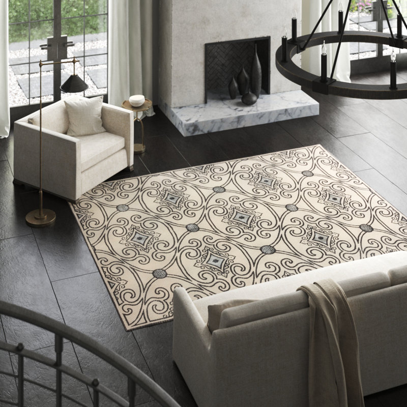 Marquis Geometric Area Rug in Gray/Silver/White, Rectangle 12' x 16'