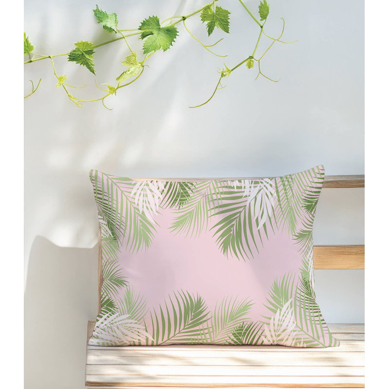 Coussin lombaire d'extérieur Waving Palm Coastal, Rose