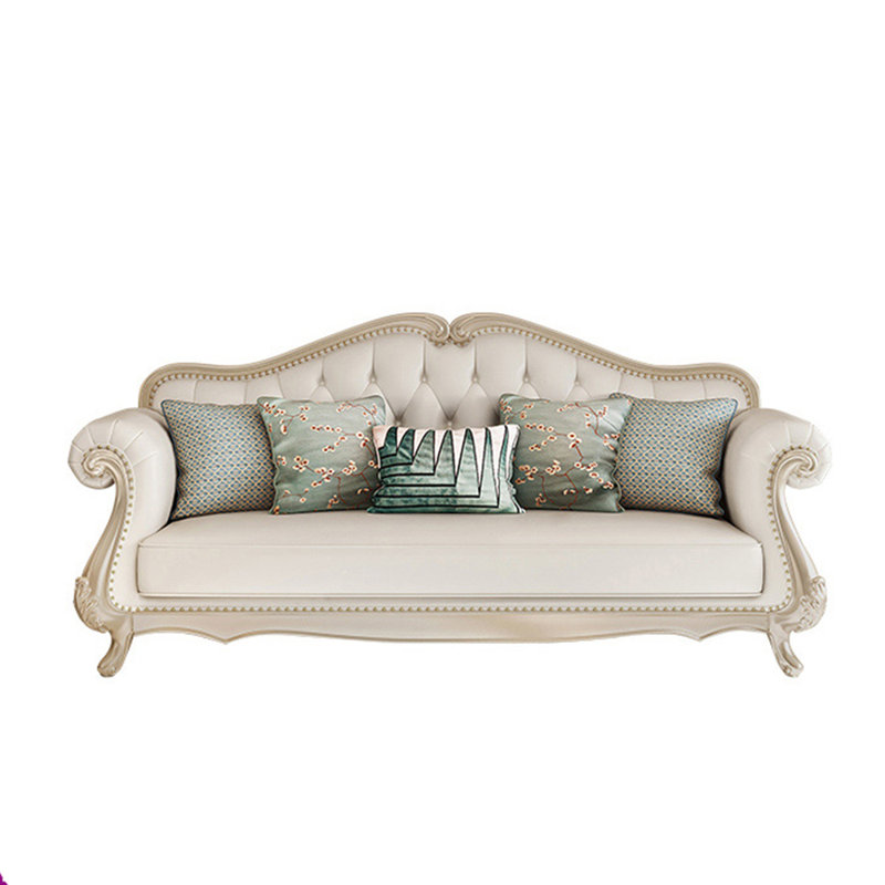 Canapé à accoudoirs roulés en cuir véritable, H 39,3 po x l 91,3 po x P 35,4 po