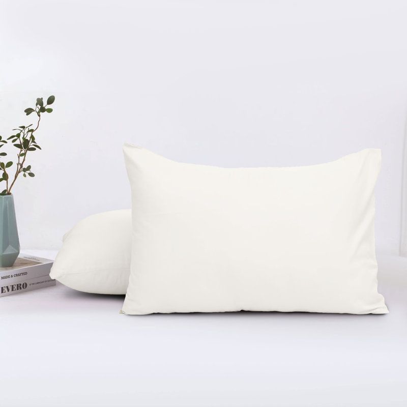 Set of 2 Plain Color Microfiber Pillowcases - Super Soft, Breathable & Easy Care Pillow Covers, Cream