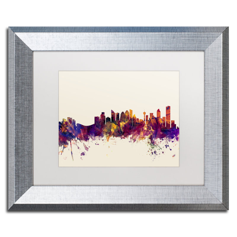 "calgary canada horizon" , impression encadrée, H 11 po x l 14 po x P 0,5 po, Blanc