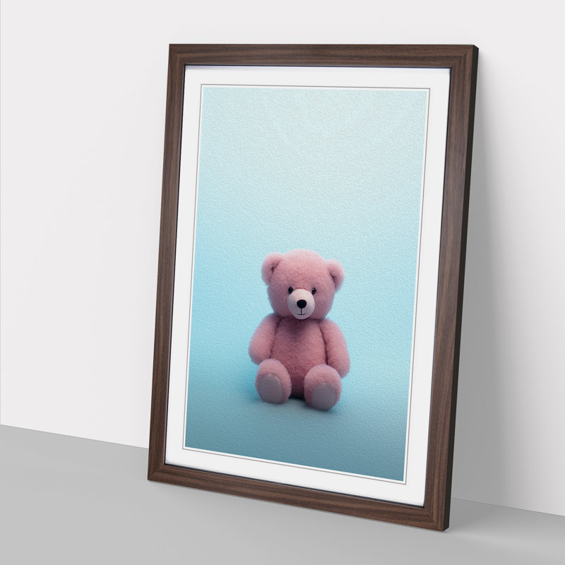 Teddy Bear Minimalism No.2 - Single Picture Frame Print on Wood, Walnut, 64" H x 46" W x 2" D
