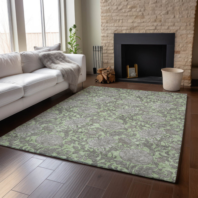 Premium Machine Washable Prisco Aloe Rug, Rectangle 9' x 12'
