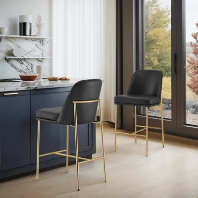 Angelick Upholstered Counter Stool with Metal Frame