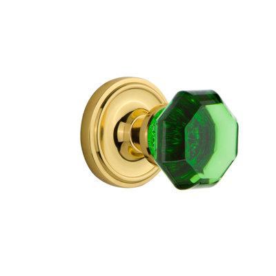 Bouton de porte de mortaise intérieure en cristal avec rosette classique émeraude Waldorf