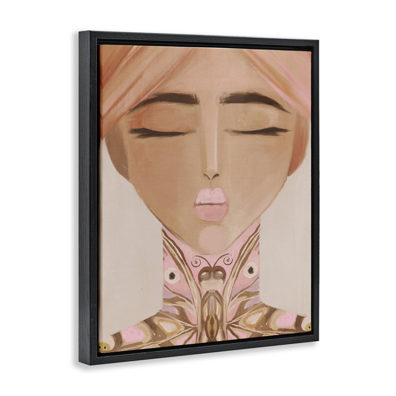 Cadre flottant portrait de dame, design par Anna Lischenko, Cadre flottant noir de jais, H 21 po x l 17 po