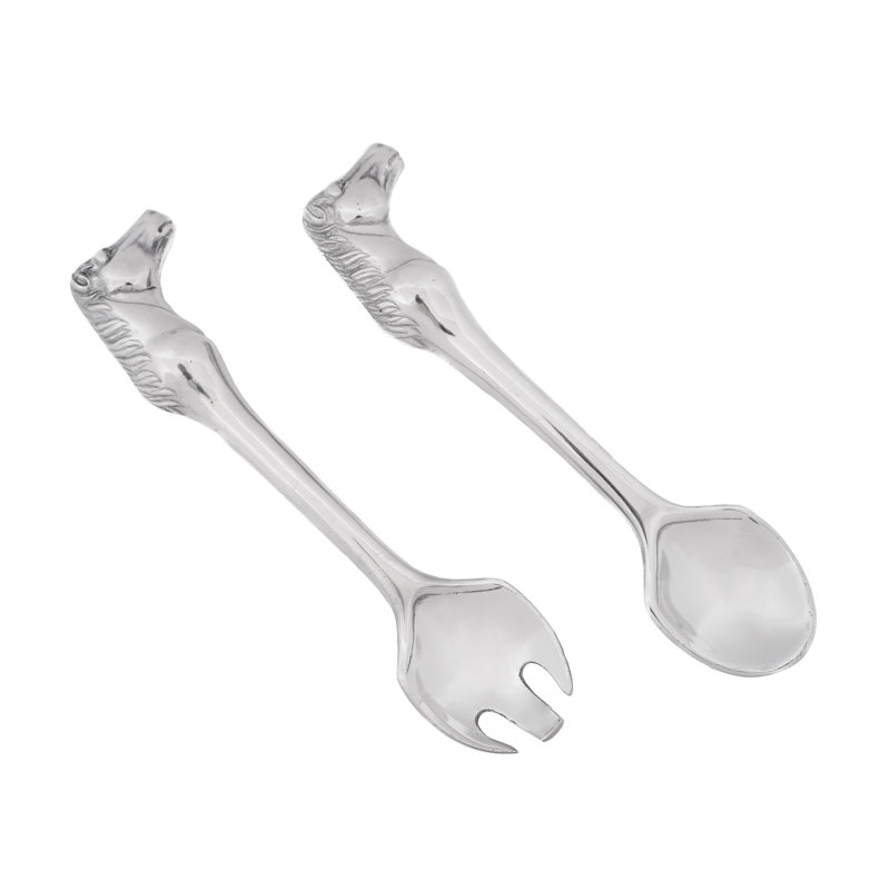 Elegant Silver Horse Head Aluminum Salad Servers