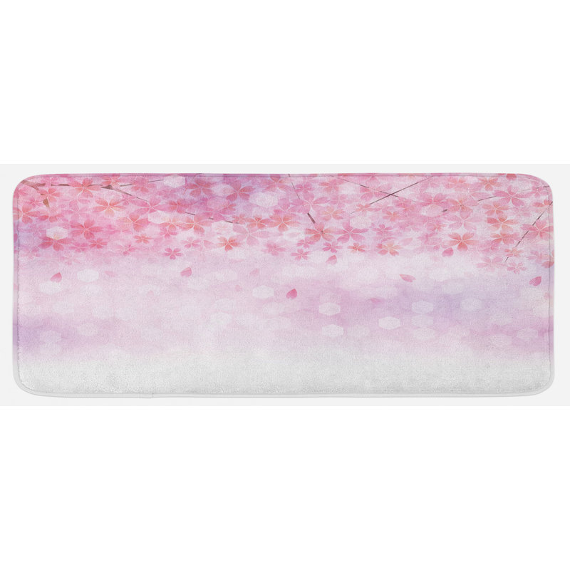 Tapis de cuisine blanc rose pâle sakura branches with fleuriing fragrance