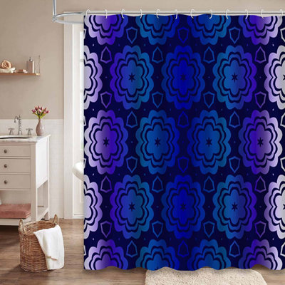 Blue Waterproof Shower Curtain,Shower Curtains for Bathroom with 12 Hooks