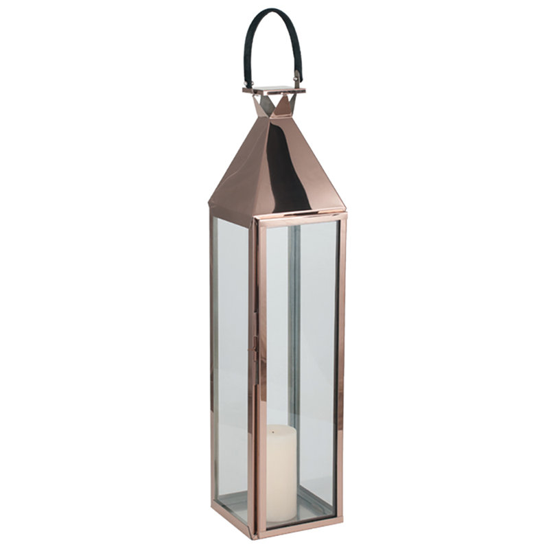 Floor Lantern, 113cm H x 24cm W x 23cm D, Shiny Copper