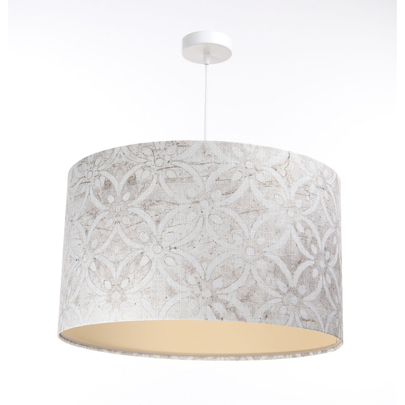 1 - Light Cream Drum Pendant, 112cm H x 50cm W x 50cm D