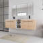 Ensemble de meuble-lavabo mural 72 po, 4 portes, lavabos flottants en résine blanche et tablettes de rangement 72 po