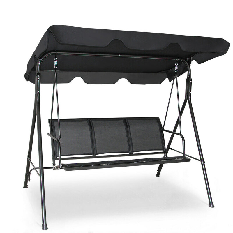 3 Person Porch Swing with Canopy, Black