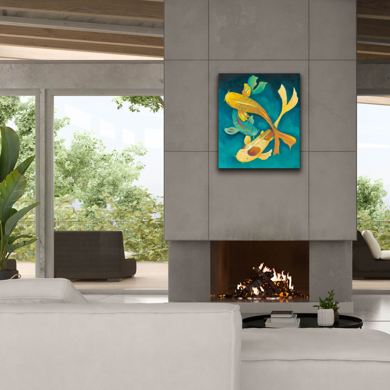  «Ornamental Koi 1» par Chariklia Zarris, art mural sur toile, 26 po x 30 po, H 30 po x l 26 po