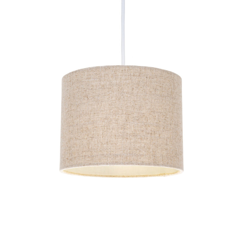 30cm Linen Drum Lamp Shade, 15cm H x 20cm W x 20cm D, Oatmeal