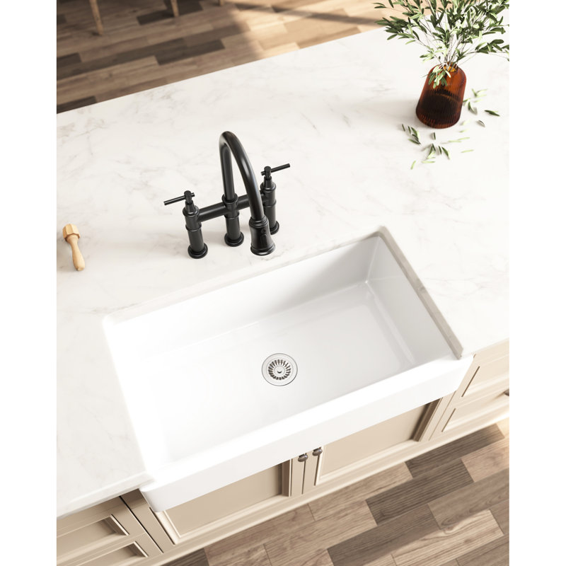 Brass Bridge Kitchen Faucet In Matte Black - 360-Degree Rotating Nozzle For Enlarged Cleaning Area Tap Dual Handle Accurate Water Flow And Temperature Control