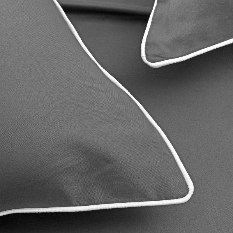 Piping Duvet Cover Set, Grey, Kingsize