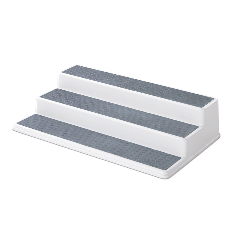 15-Inch White and Gray 3-Tier Non-Skid Pantry Organizer