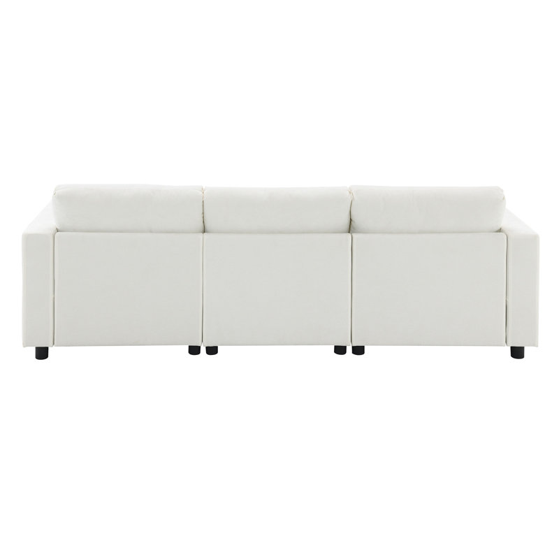 [VIDEO]86.5'' Chenille Modular Sectional Sofa With Storage Pockets, White Chenille